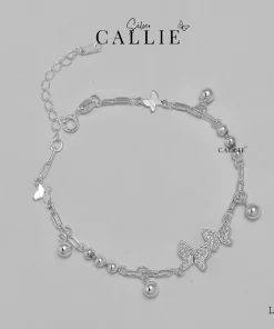 LT160 - LẮC TAY CALLIE SILVER BƯƠM BƯỚM VÀ BI