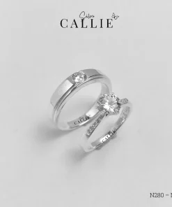 N280 – N286: Nhẫn Đôi Bạc Thiết Kế Callie Silver