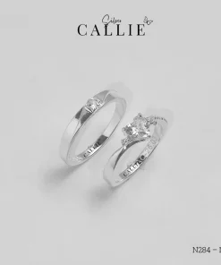 Alternative view of N284 – N374: Nhẫn Bạc Đôi Thiết Kế Callie Silver