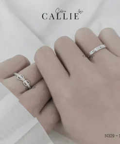 Alternative view of N329 - N332: Nhẫn đôi bạc Callie Silver hình nơ