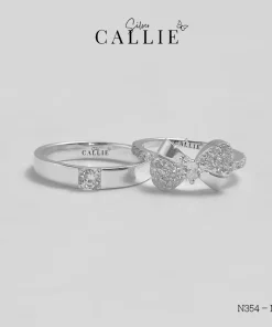 Alternative view of N354 – N355: Nhẫn Bạc Đôi Thiết Kế Callie Silver