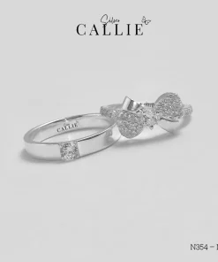 N354 – N355: Nhẫn Bạc Đôi Thiết Kế Callie Silver