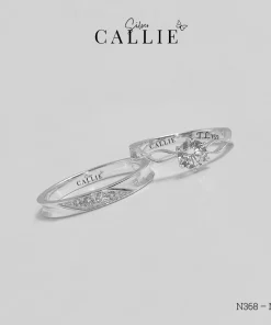 Alternative view of N368 – N369: Nhẫn Bạc Đôi Thiết Kế Callie Silver
