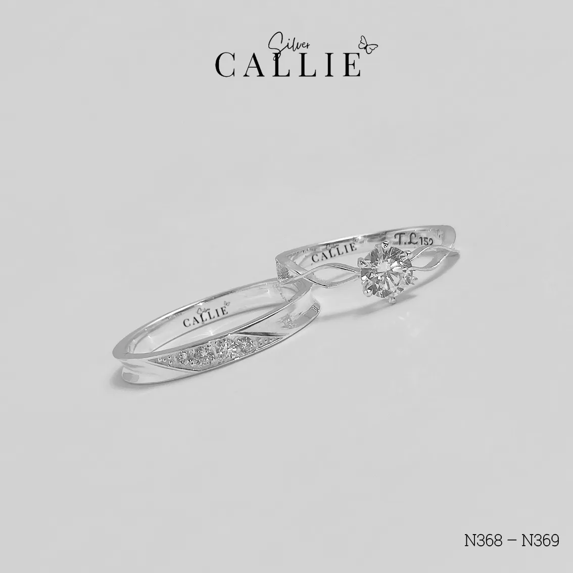 N368 – N369: Nhẫn Bạc Đôi Thiết Kế Callie Silver - Hình ảnh 2
