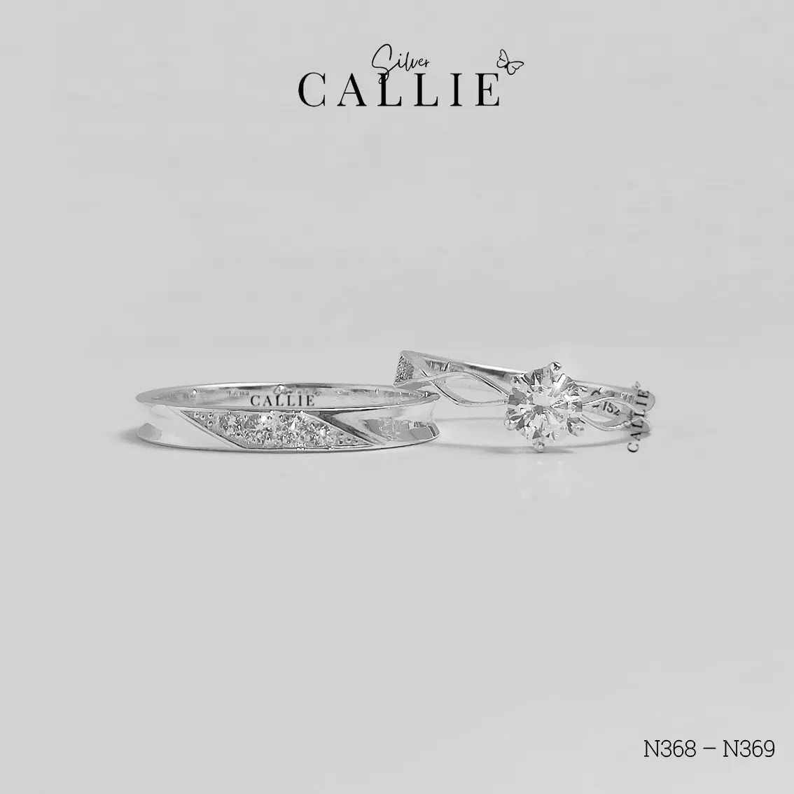 N368 – N369: Nhẫn Bạc Đôi Thiết Kế Callie Silver