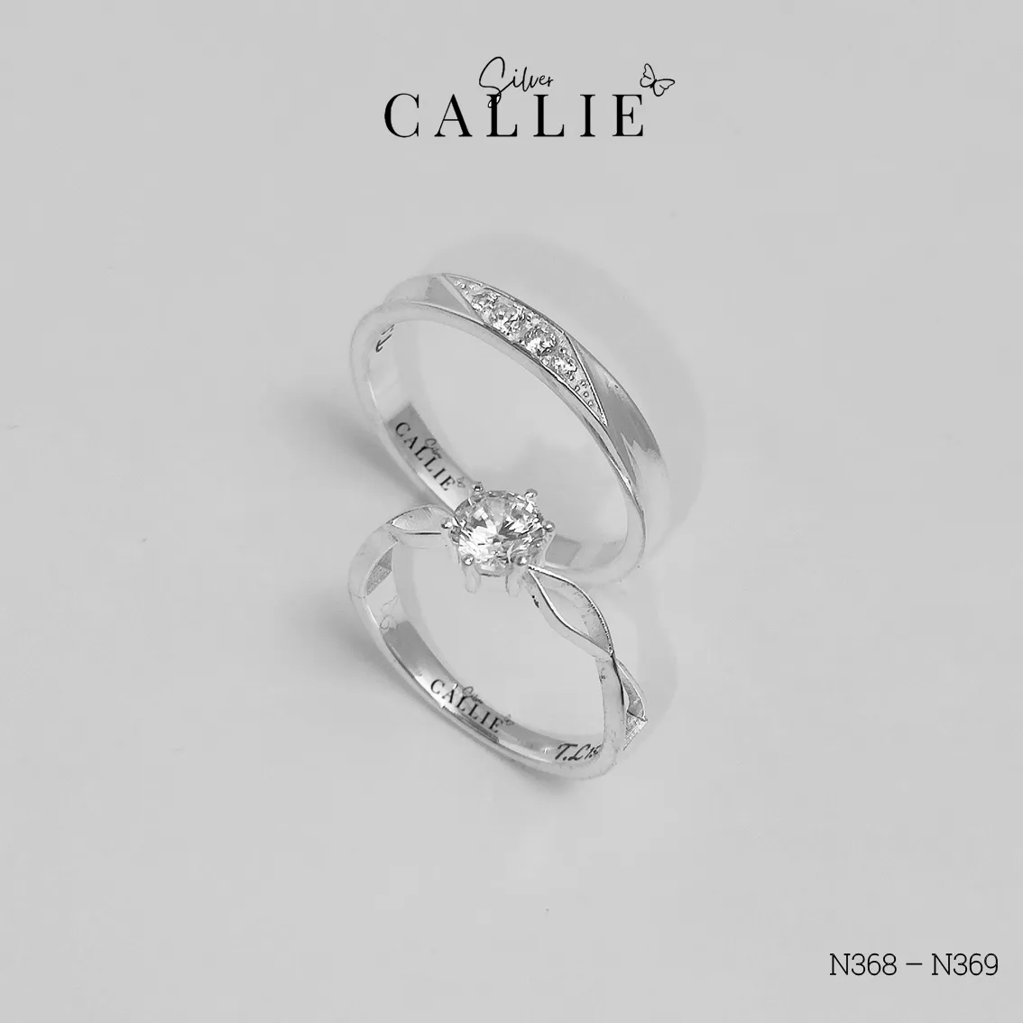 N368 – N369: Nhẫn Bạc Đôi Thiết Kế Callie Silver - Hình ảnh 5