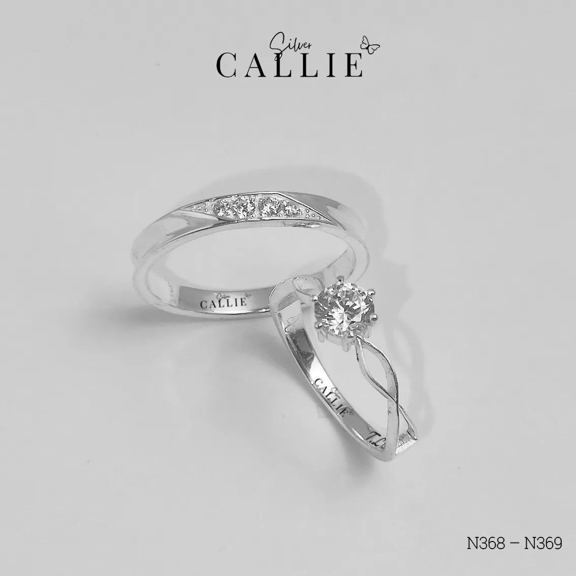 N368 – N369: Nhẫn Bạc Đôi Thiết Kế Callie Silver - Hình ảnh 6