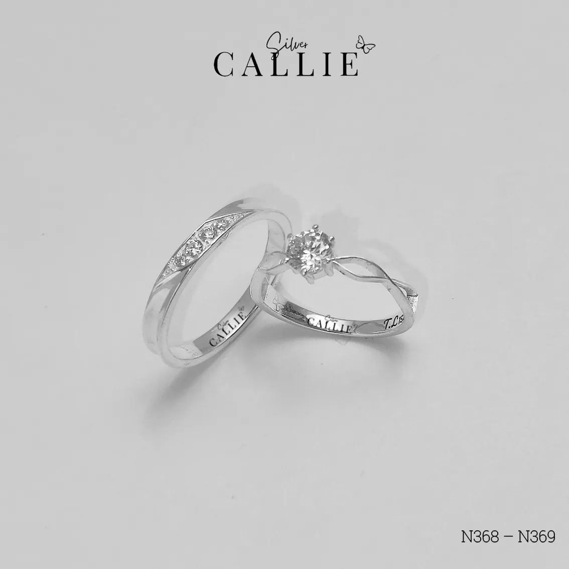 N368 – N369: Nhẫn Bạc Đôi Thiết Kế Callie Silver - Hình ảnh 7
