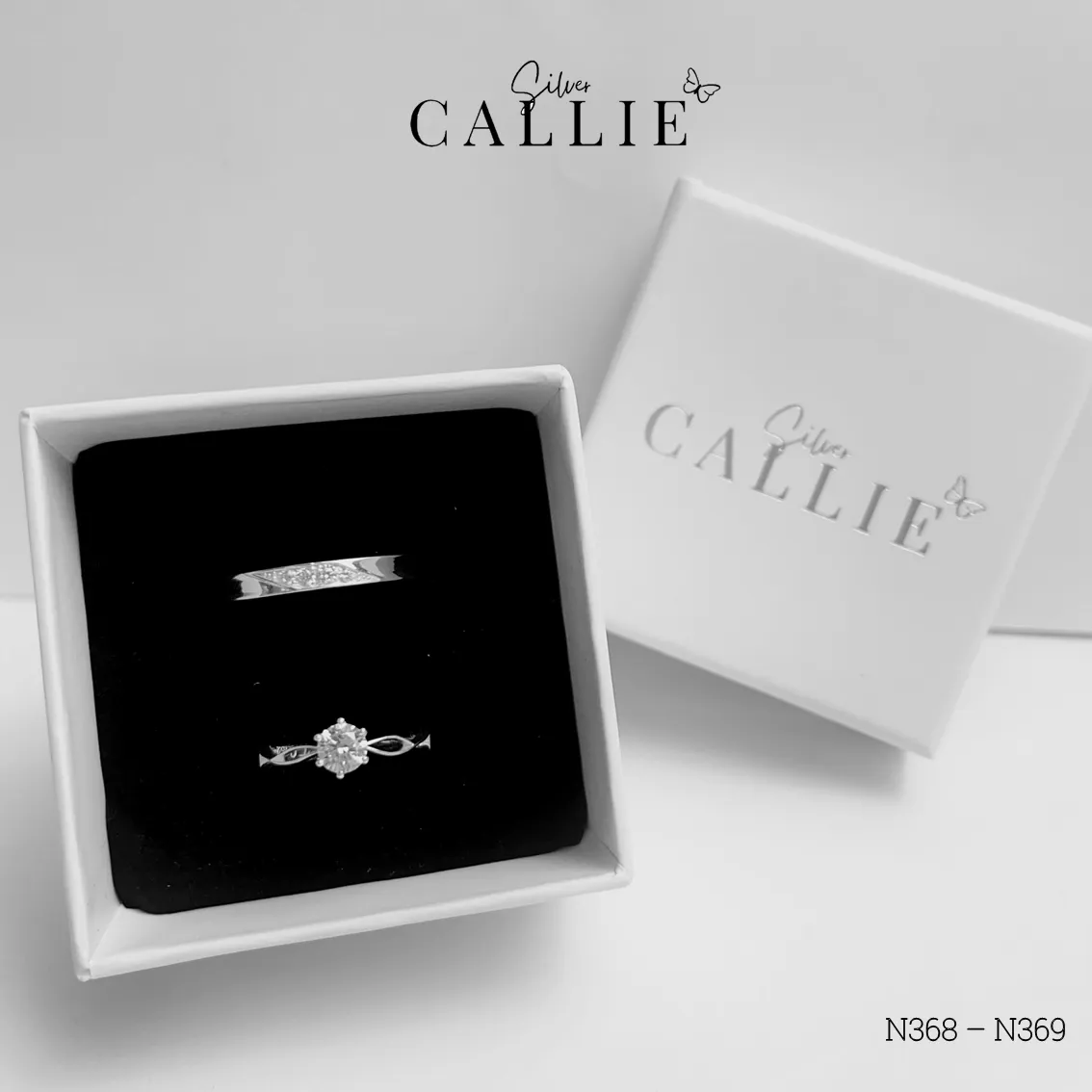 N368 – N369: Nhẫn Bạc Đôi Thiết Kế Callie Silver - Hình ảnh 8