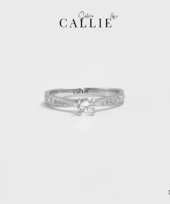 N370 - Nhẫn bạc thiết kế Callie Silver 1 viên chủ đá tấm hai bên