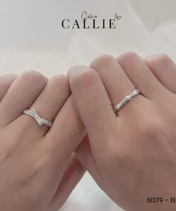 Alternative view of N379 – N380: Nhẫn Bạc Đôi Thiết Kế Callie Silver