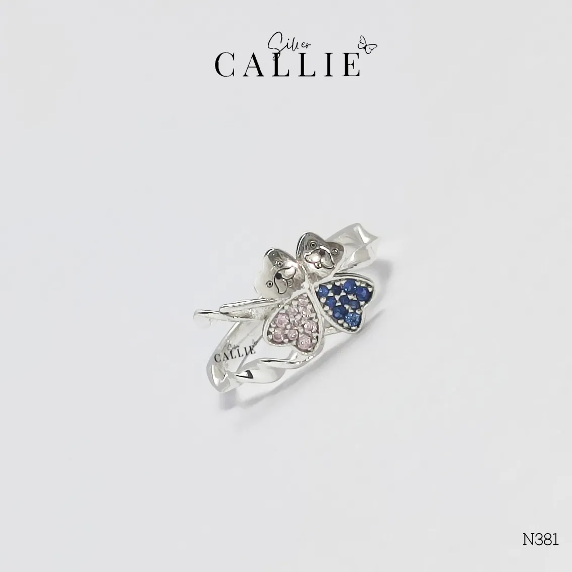 N381 - Nhẫn bạc thiết kế Callie Silver dây leo cỏ 4 lá - Image 3