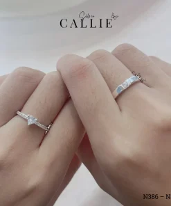 Alternative view of N386 - N387: Nhẫn bạc đôi thiết kế Callie Silver