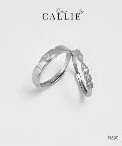 N390 - N391: Nhẫn bạc đôi Callie Silver hình nơ free size