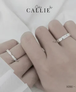 Alternative view of N390 - N391: Nhẫn bạc đôi Callie Silver hình nơ free size