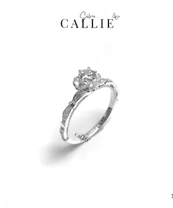 N303 - Nhẫn bạc Callie Silver bông hoa đế trái tim