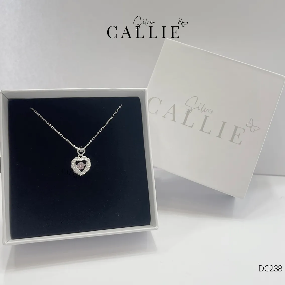DC238 - DÂY CHUYỀN BẠC CALLIE SILVER TRÁI TIM ĐÁ - Image 8