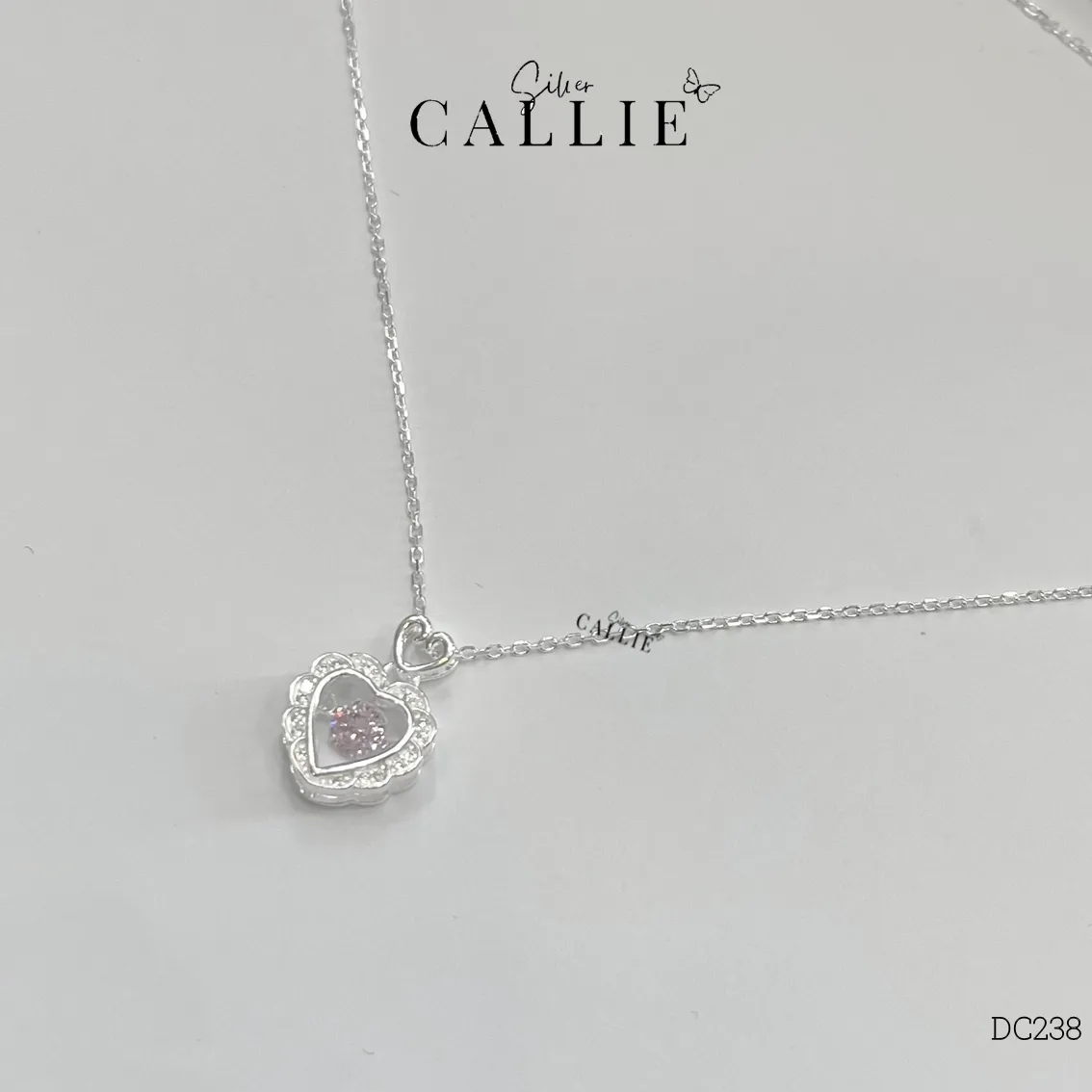 DC238 - DÂY CHUYỀN BẠC CALLIE SILVER TRÁI TIM ĐÁ