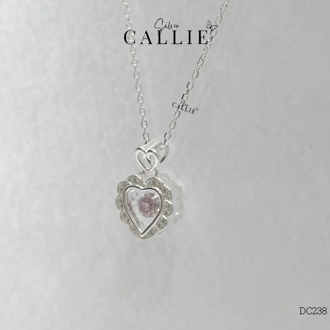 DC238 - DÂY CHUYỀN BẠC CALLIE SILVER TRÁI TIM ĐÁ - Image 6