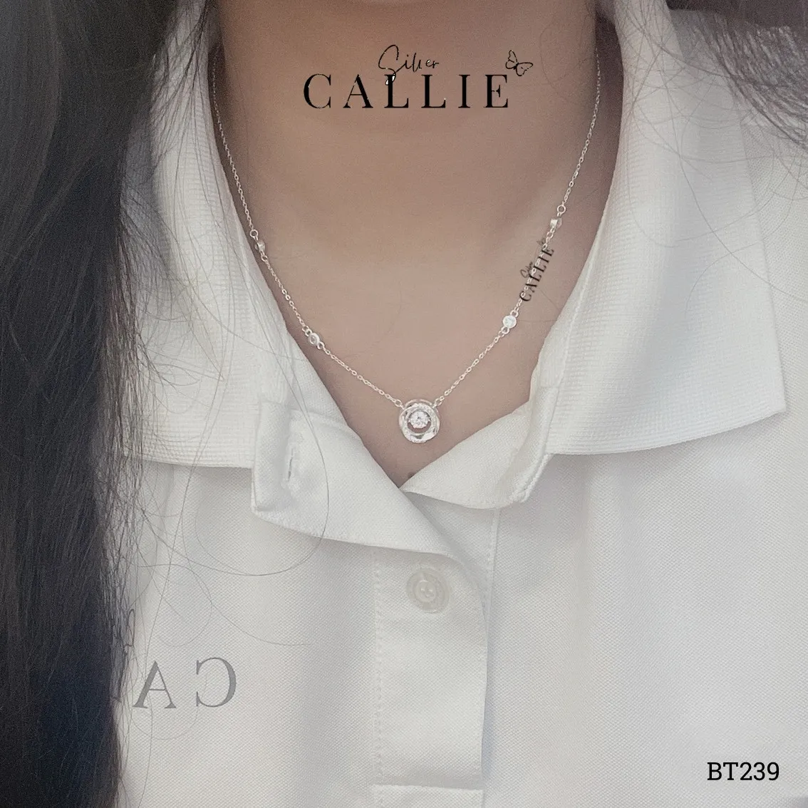 DC239 - DÂY CHUYỀN BẠC CALLIE SILVER 1 VIÊN CHỦ - Image 2
