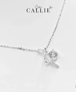 DC241 - DÂY CHUYỀN BẠC CALLIE SILVER HÌNH NƠ ĐÍNH ĐÁ