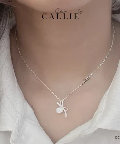 Alternative view of DC241 - DÂY CHUYỀN BẠC CALLIE SILVER HÌNH NƠ ĐÍNH ĐÁ