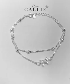 LT167 - LẮC TAY BẠC CALLIE SILVER DÂY ĐÔI HÌNH NƠ