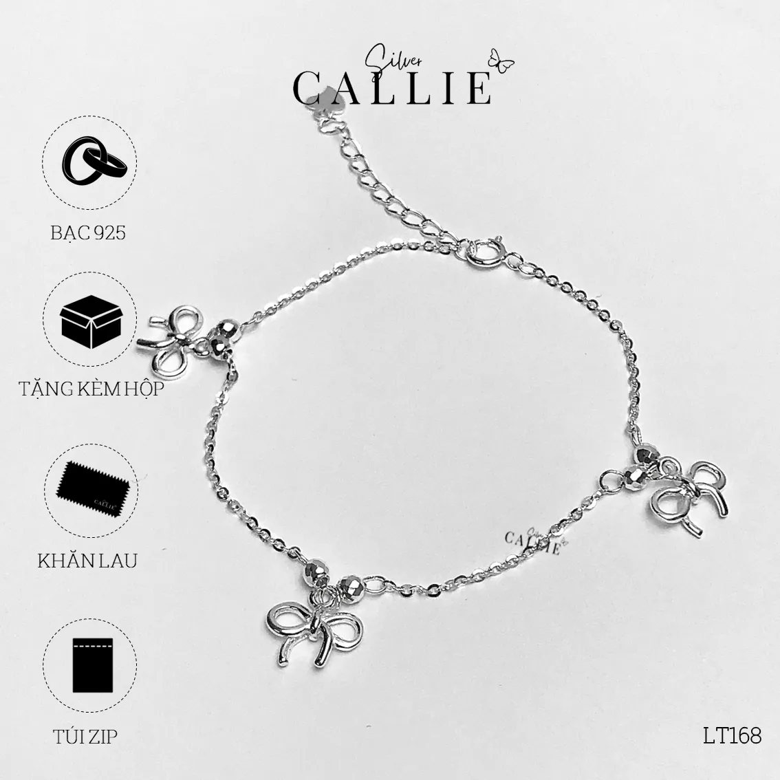 LT168 - Lắc tay bạc Callie Silver nơ tòn ten - Image 10