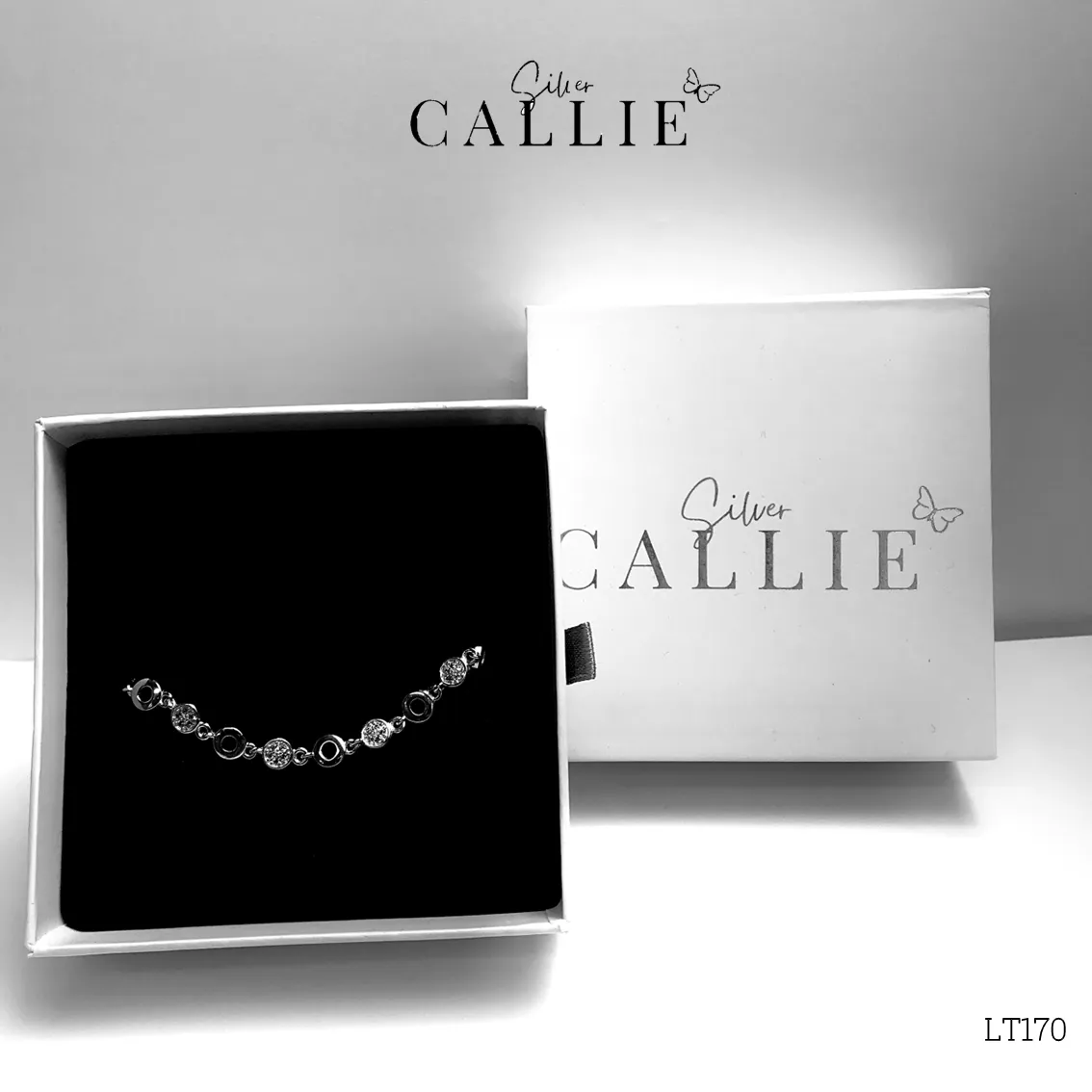 LT170 - Lắc tay bạc Callie Silver vòng tròn đính đá - Image 9