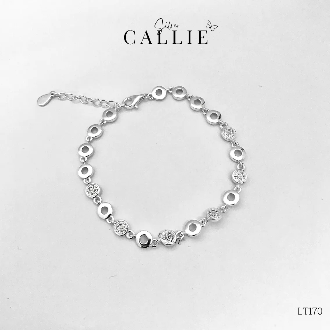 LT170 - Lắc tay bạc Callie Silver vòng tròn đính đá
