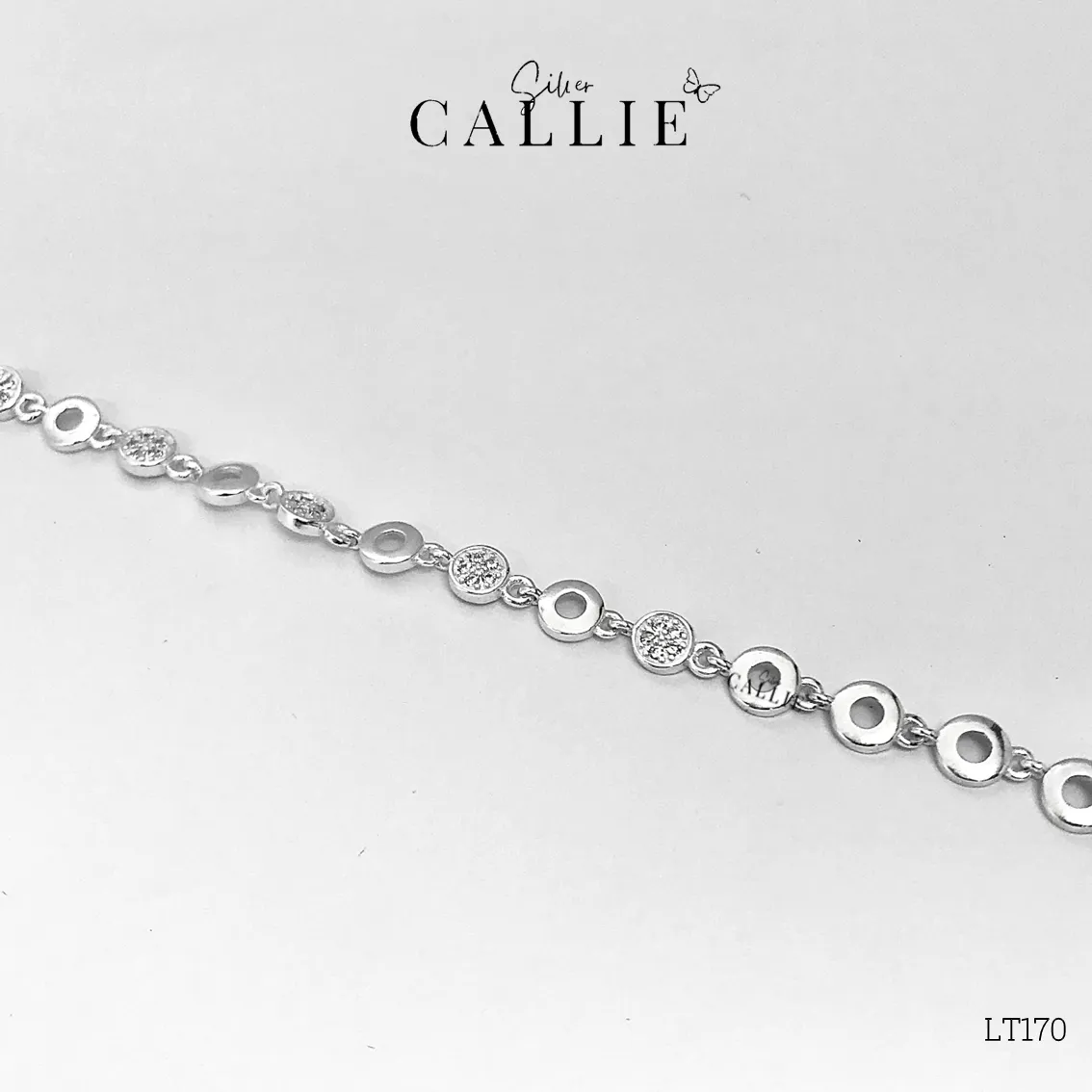 LT170 - Lắc tay bạc Callie Silver vòng tròn đính đá - Image 6