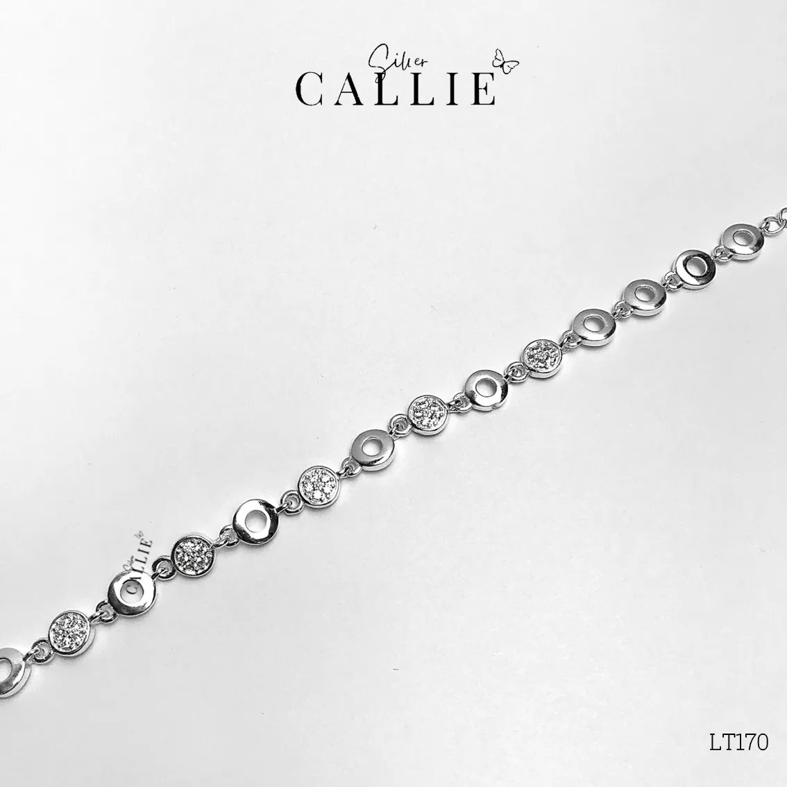 LT170 - Lắc tay bạc Callie Silver vòng tròn đính đá - Image 8