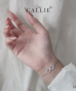 Alternative view of LT176 - Lắc tay bạc Callie Silver mặt vô cực đính đá dây rút