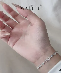 Alternative view of LT177 - Lắc tay bạc Callie Silver mặt vô cực đá tròn 2 bên