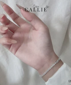 Alternative view of LT181 - Lắc tay bạc Callie Silver 1 hàng đá nắp gài