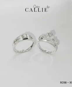 Alternative view of N298 - N299: Nhẫn bạc đôi thiết kế Callie Silver vương miện