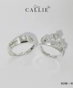 N298 - N299: Nhẫn bạc đôi thiết kế Callie Silver vương miện