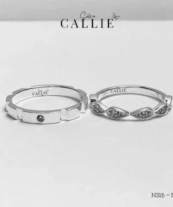 Alternative view of N316 - N400: Nhẫn đôi bạc thiết kế Callie Silver