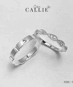 N316 - N400: Nhẫn đôi bạc thiết kế Callie Silver