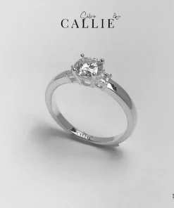 N378 - Nhẫn bạc thiết kế Callie Silver 3 viên đá viên chủ 6li