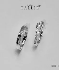 Alternative view of N382 - N463: Nhẫn đôi bạc thiết kế Callie Silver
