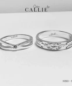 Alternative view of N393 - N394: Nhẫn bạc đôi thiết kế Callie Silver