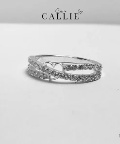 Alternative view of N401 - Nhẫn bạc thiết kế Callie Silver trái tim hai hàng đá