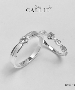 Alternative view of N407 - N408: Nhẫn bạc thiết kế Callie Silver xoắn trái tim