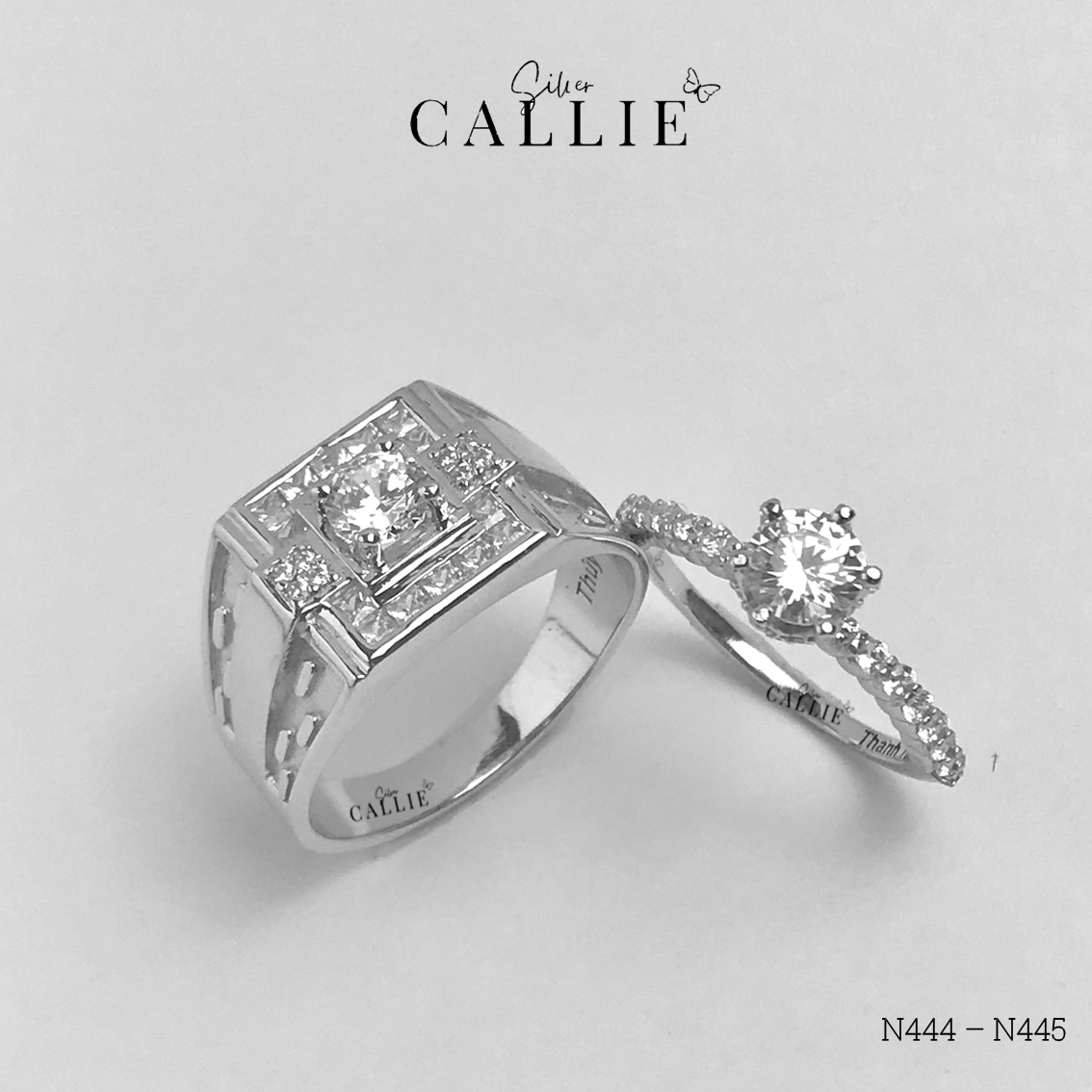N444 - N445: Nhẫn bạc đôi thiết kế Callie Silver - Hình ảnh 2