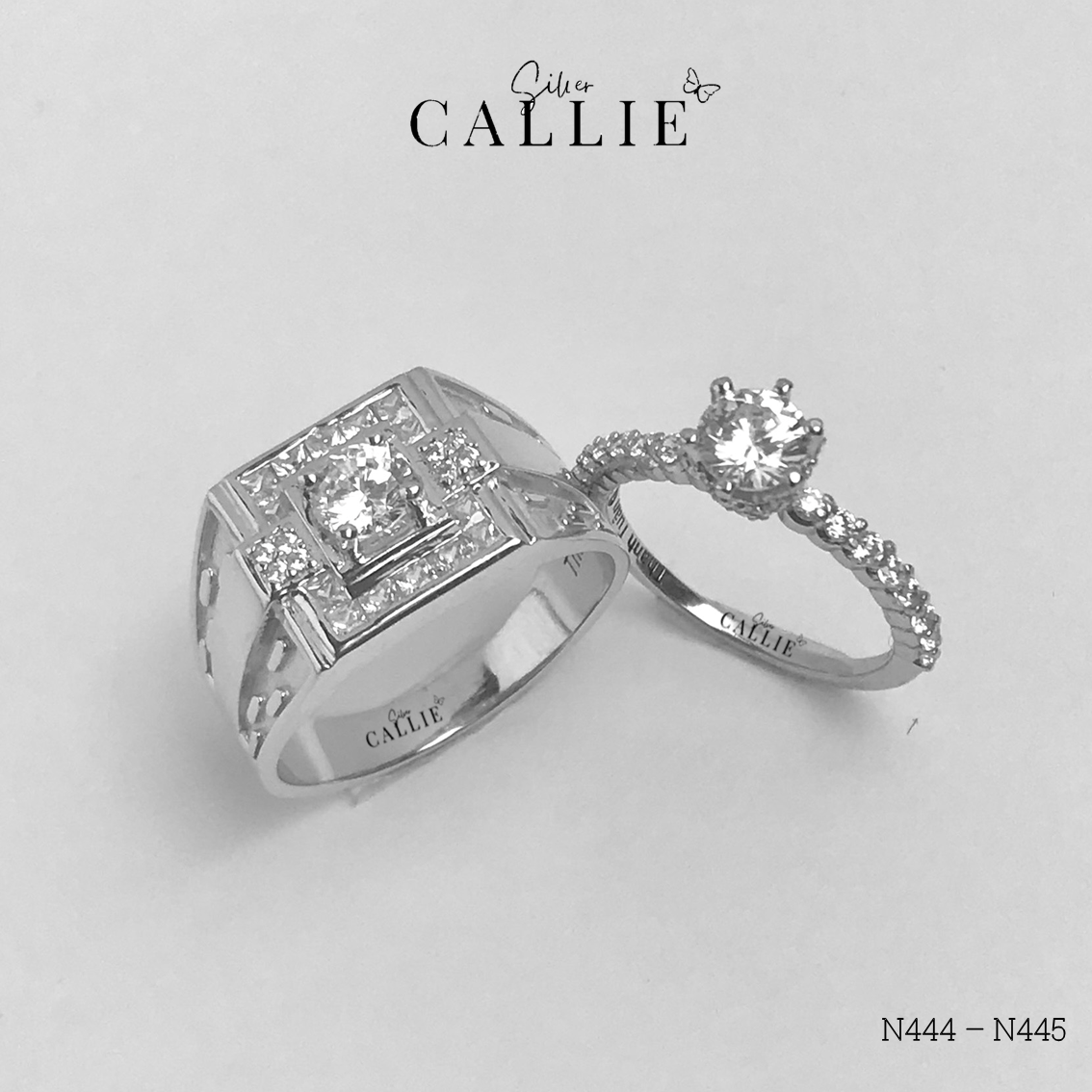 N444 - N445: Nhẫn bạc đôi thiết kế Callie Silver - Hình ảnh 3