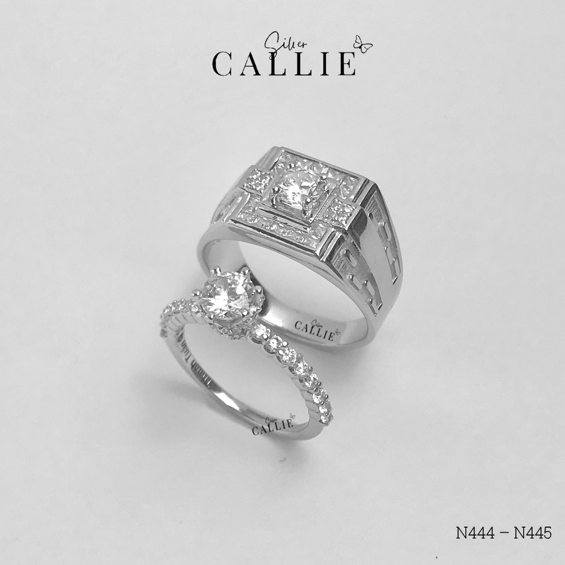 N444 - N445: Nhẫn bạc đôi thiết kế Callie Silver - Hình ảnh 4
