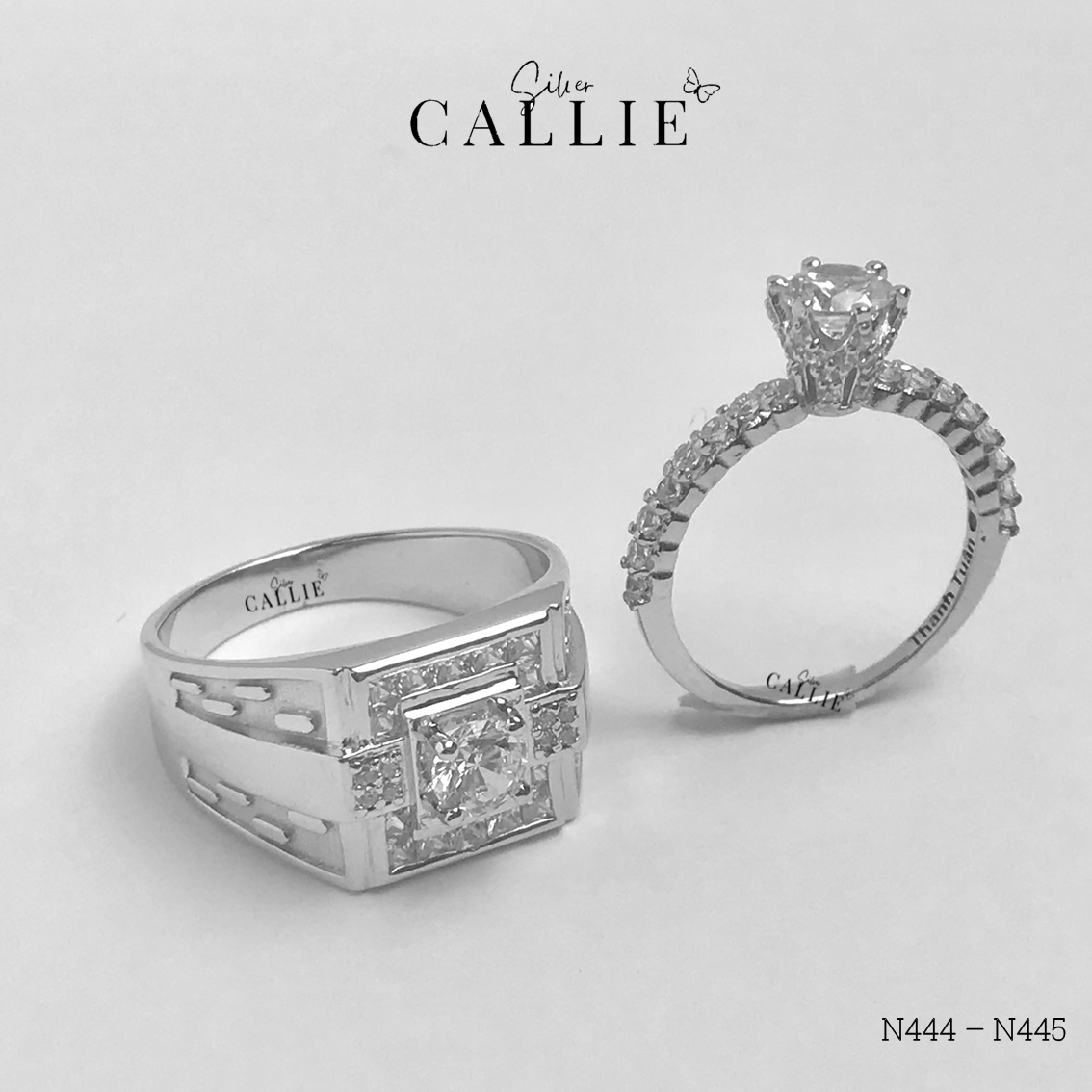 N444 - N445: Nhẫn bạc đôi thiết kế Callie Silver - Hình ảnh 5
