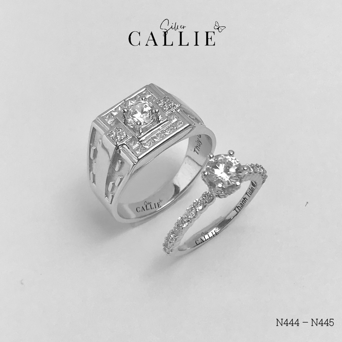 N444 - N445: Nhẫn bạc đôi thiết kế Callie Silver