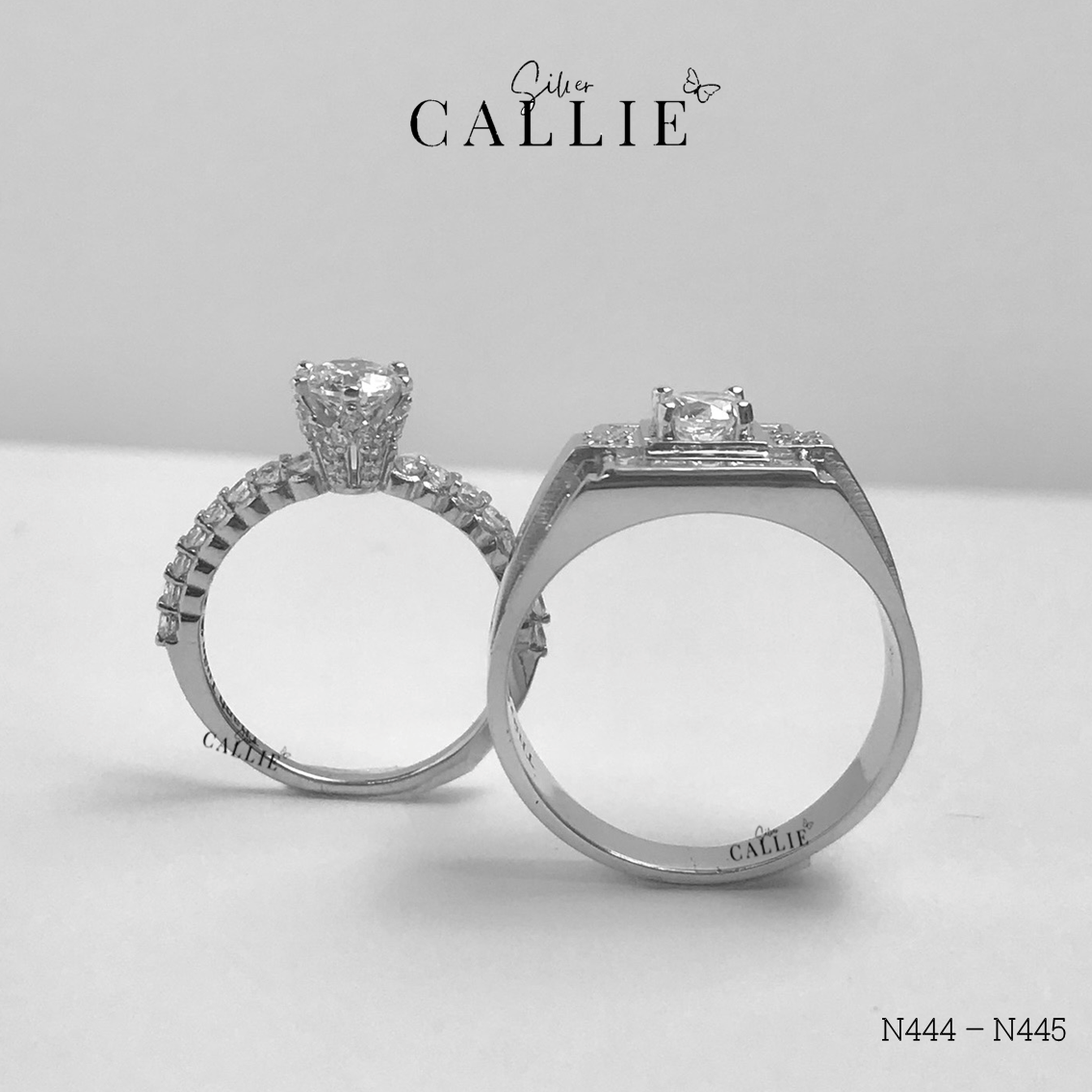 N444 - N445: Nhẫn bạc đôi thiết kế Callie Silver - Hình ảnh 7